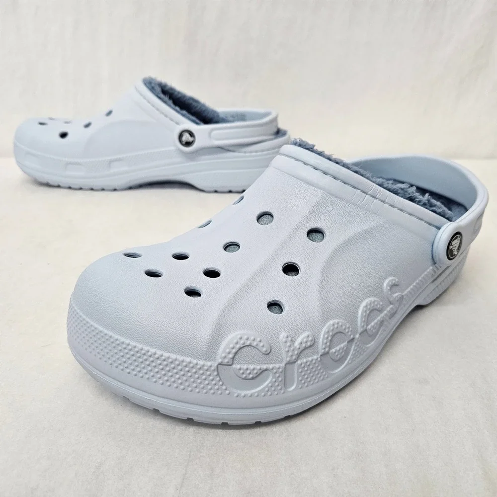 Crocs Baya Lined Clog Faux Fur‎ Fuzzy Slip On 205969 Light Blue Men Size 9